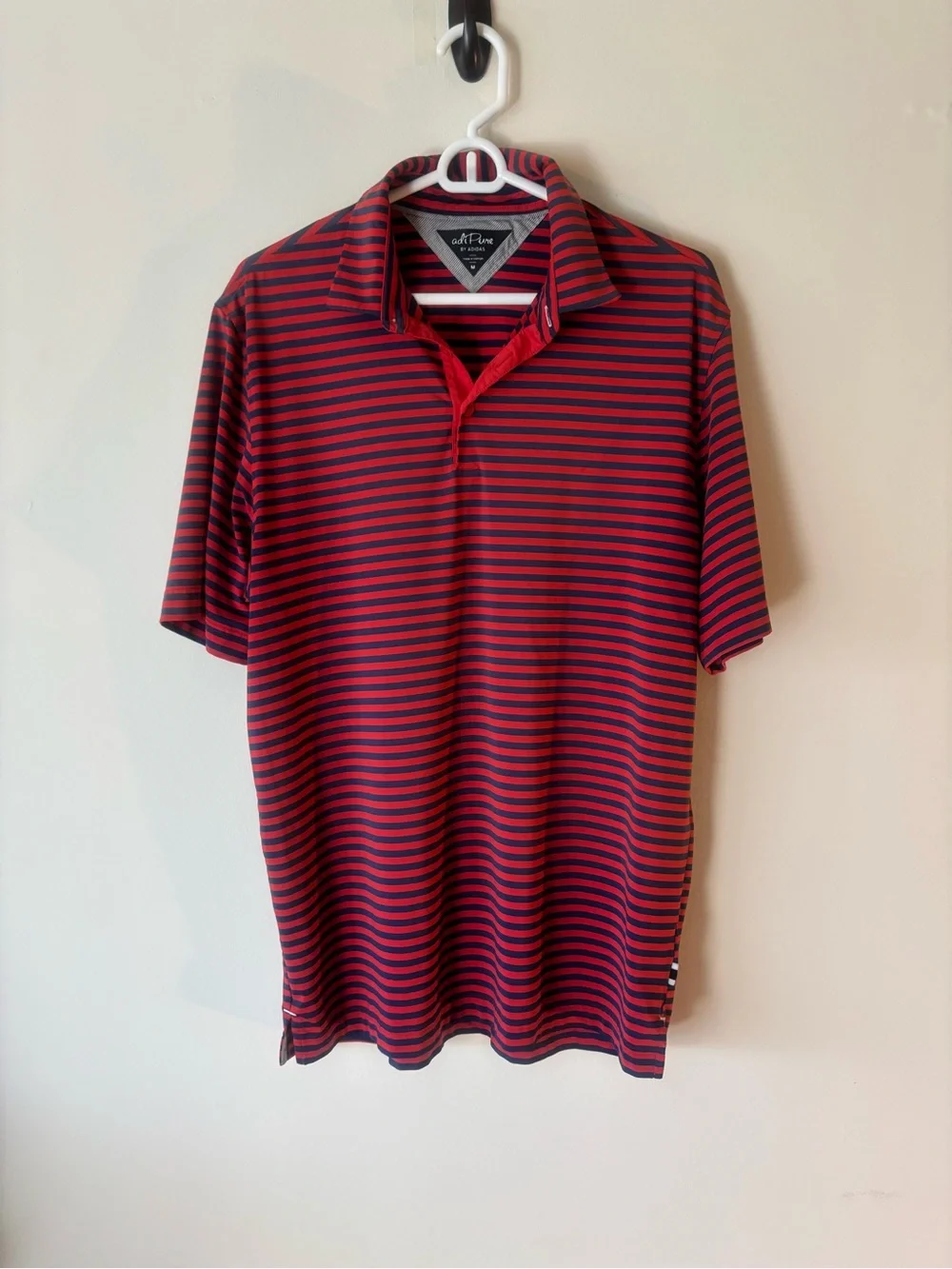 adidas Adipure Red and Navy Striped Men's Polo Shirt